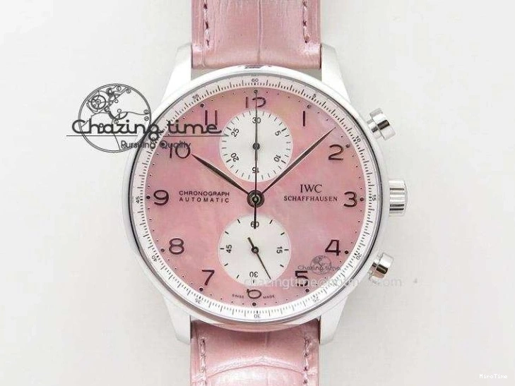 MIROTIME 0421 Portuguese IW5444 SS White Dial Blue Numbers On Blue Leather Strap A Modern 7258